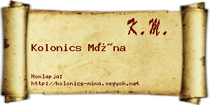 Kolonics Mína névjegykártya